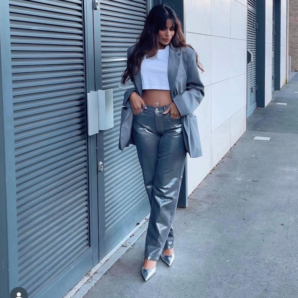ZARA TRF STRAIGHT WAXED JEANS